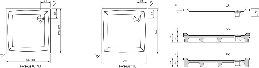 Ravak Perseus 100*100*17,5 LA душевой поддон акриловый A02AA01210