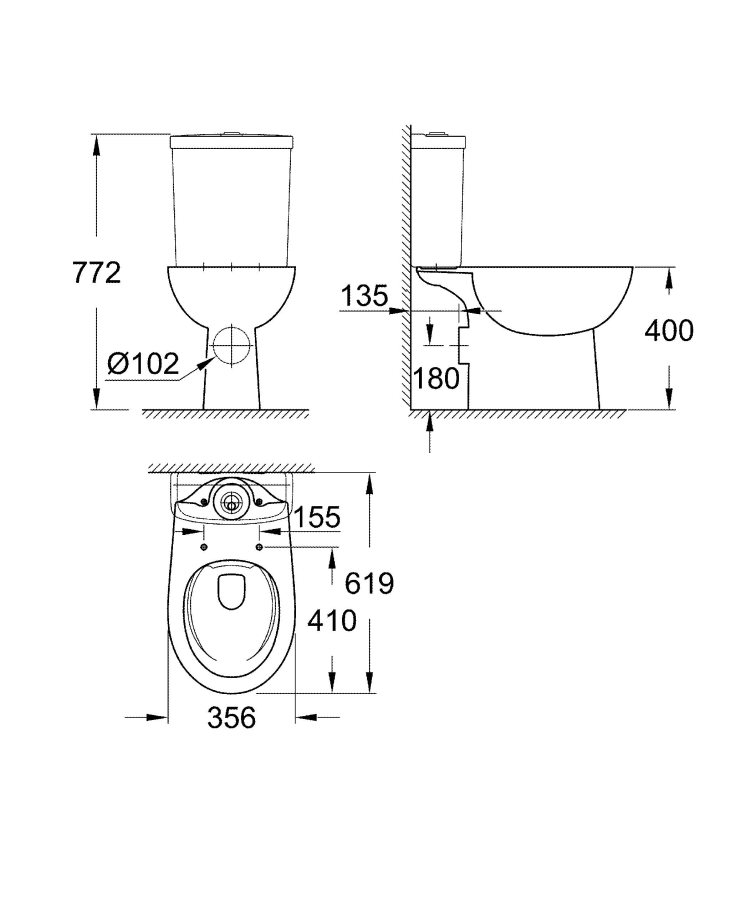 Grohe Bau Ceramic унитаз напольный безободковый 39349000