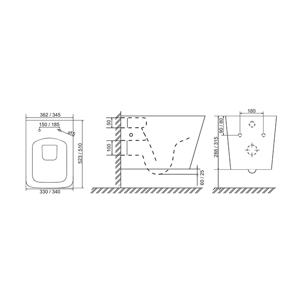 Sole CUBE 2 GREY унитаз подвесной с крышкой Soft-close безободковый УТ000085188