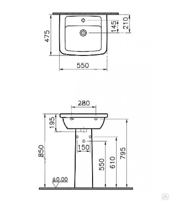 Vitra Form 300 9602B003-7650 раковина подвесная с пьедесталом 55 см