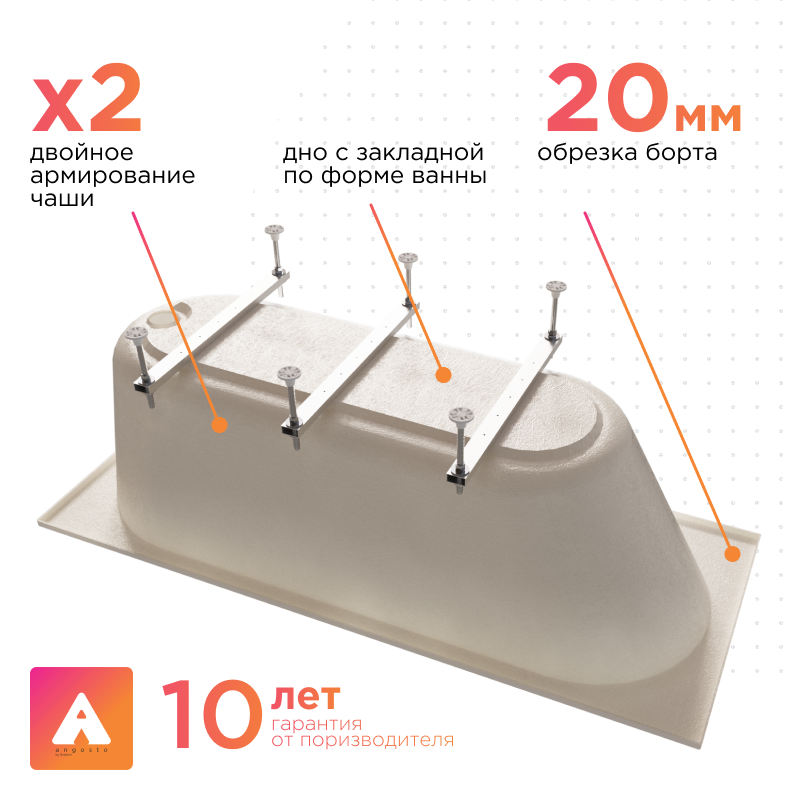 Акриловая ванна Radomir Вальс Ангосто 170х75х63 1-01-0-0-8-337