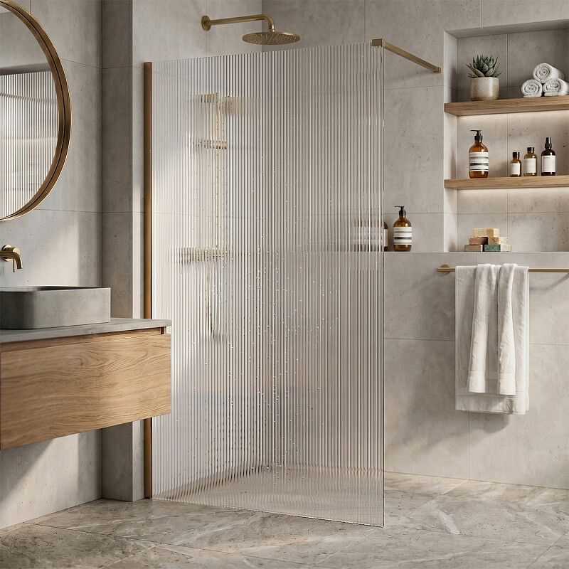 Душевая перегородка Loranto Walk-in 130х200 CS-Z02G-130 профиль брашированное золото