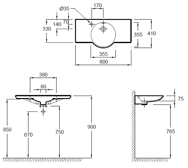 Jacob Delafon Spherik E4504-00 раковина встраиваемая 80 см