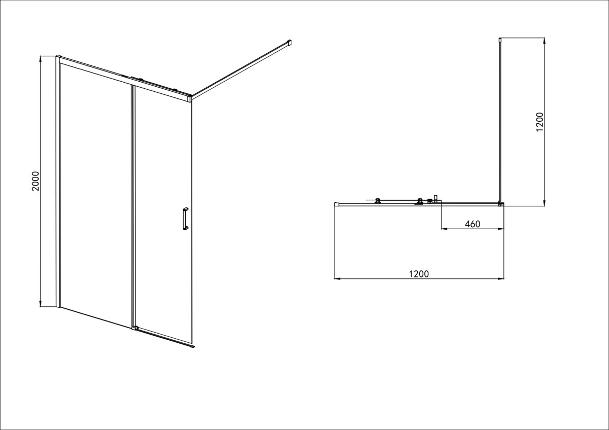 Aquatek AQ.WISL.120.1GM Душевая перегородка Walk In 120см, раздвижная с держателем 1200мм оружейная сталь прозрачное