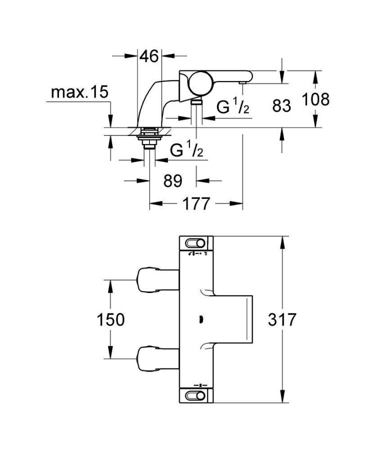 Grohe Grotherm 2000 NEW 34176001 смеситель для ванны хром