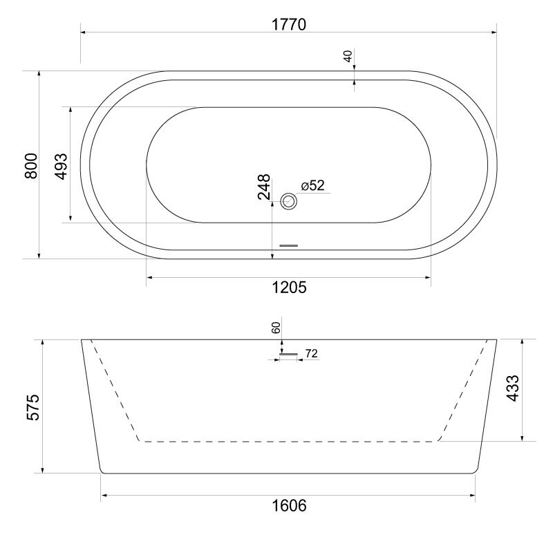 BelBagno BB109-177-80 ванна акриловая отдельностоящая 177х80