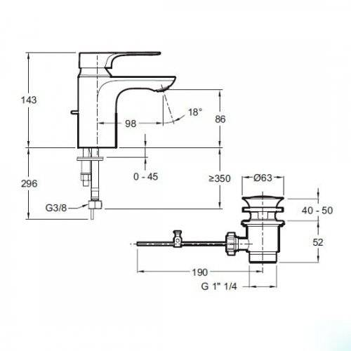 Jacob Delafon Aleo+ E72312-CP смеситель для раковины