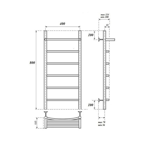 Point Афина полотенцесушитель водяной с полкой 40х80 PN04148P