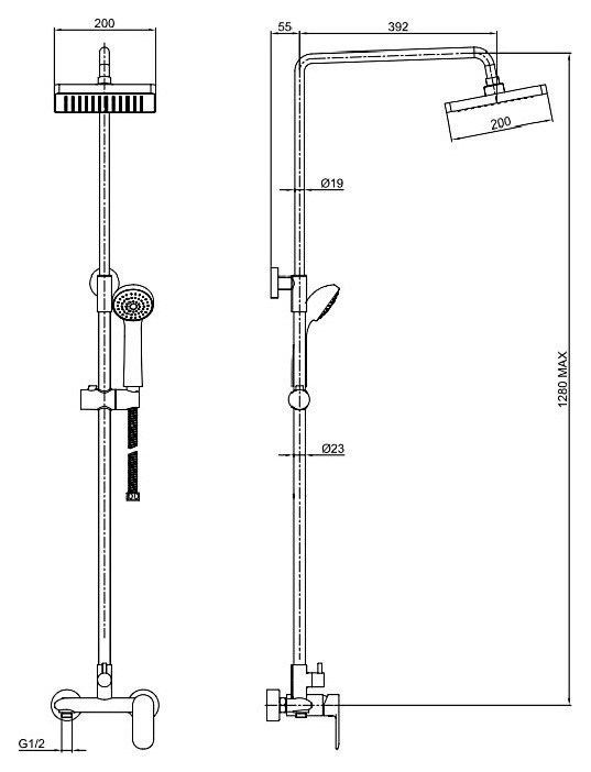 Bravat Opal F9125183CP-A-RUS Душевая система без излива