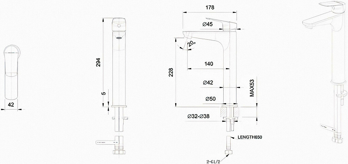 Bravat Rhein F1429564BW-A-ENG смеситель для раковины черный 35 мм