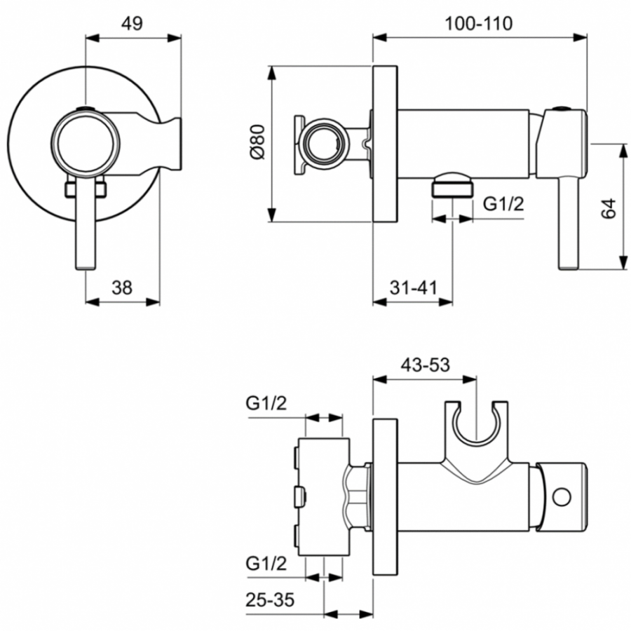 Ideal Standard смеситель для комплектации гигиенического душа A5809AA