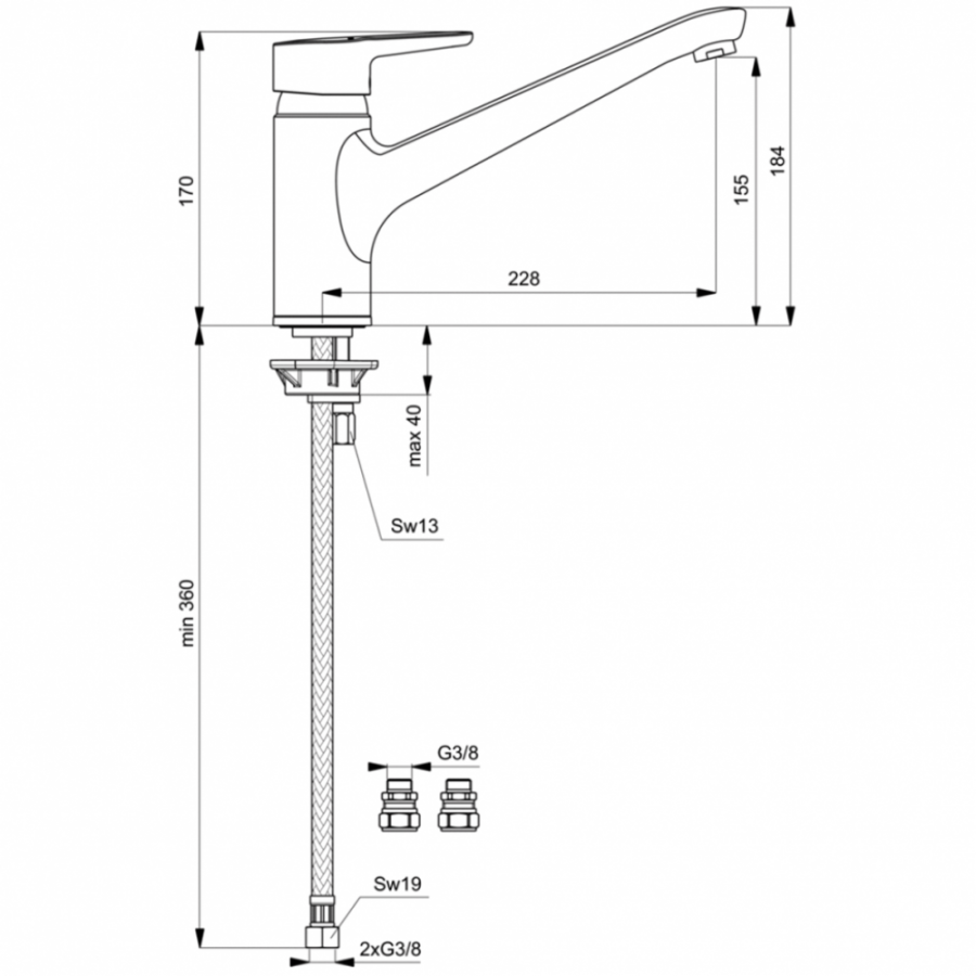 Ideal Standard Connect Blue смеситель для кухни B9931AA