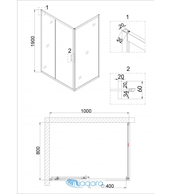 Душевой уголок 100x80 Niagara NG-62-10A-A80
