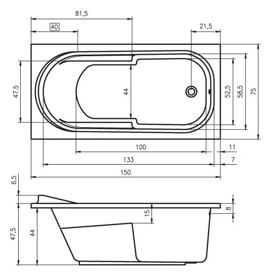 Riho Columbia ванна акриловая прямоугольная 150х75 BA0200500000000