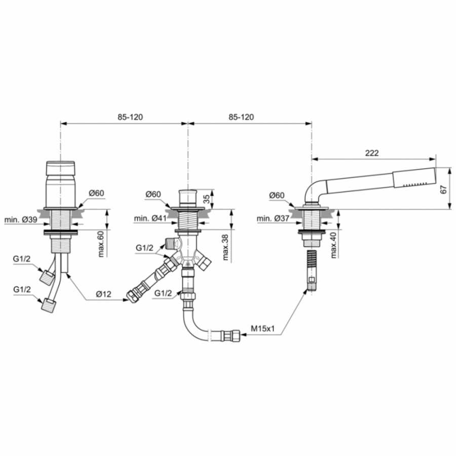 Ideal Standard Tonic смеситель на борт ванны A6349AA