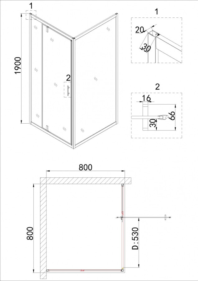 Душевой уголок 80x80 Niagara NG-63-8A-A80