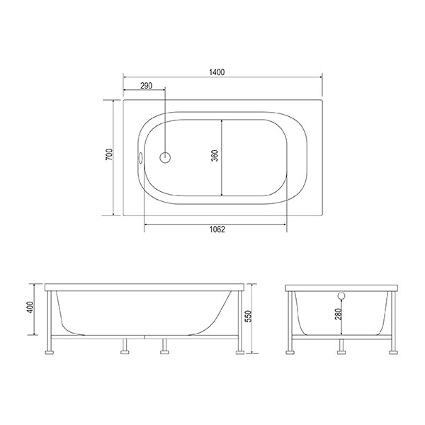 Mirsant Optima 140*70 ванна акриловая прямоугольная УТ000030179