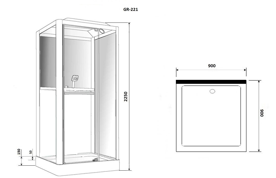 Душевая кабина Grossman Alba GR221R (90x90x225) дверь распашная,3 места