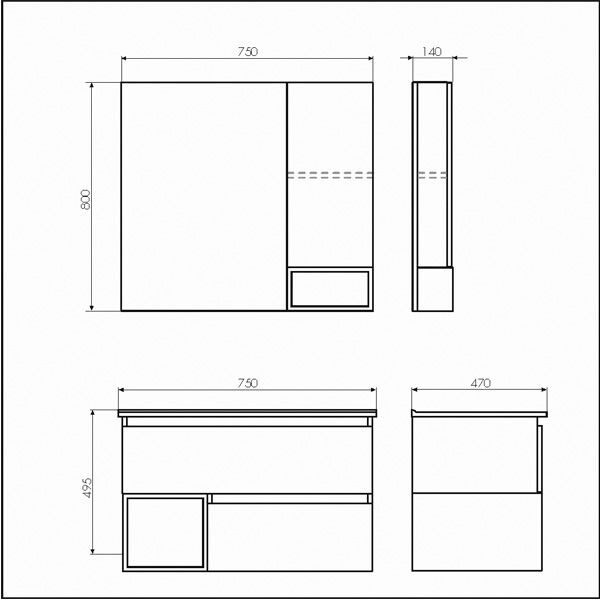 Зеркало-шкаф Comforty "Турин-75" дуб бежевый 00004144198CF