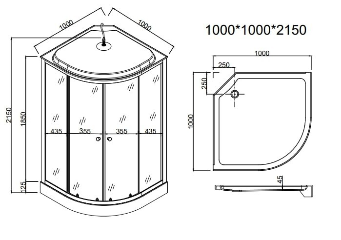 EvaGold душевая кабина 100х100 стекло рифленое F101BS