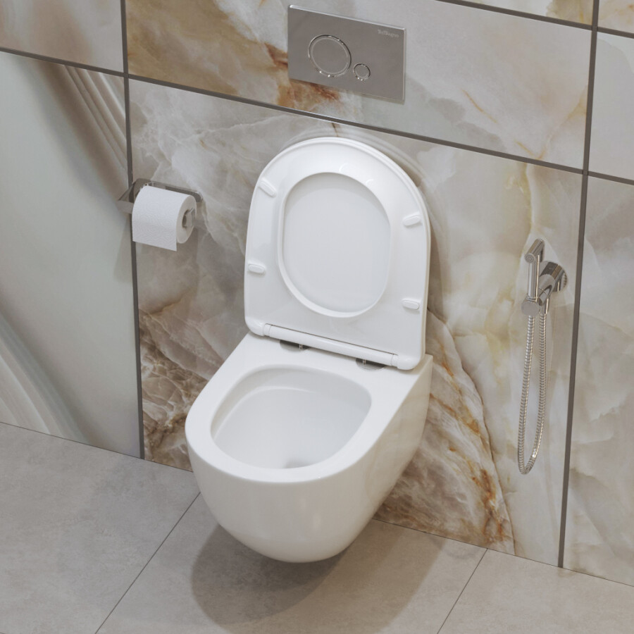 Унитаз подвесной безободковый со смывом TORNADO BelBagno AMANDA-TOR BB051CH-TOR-FC