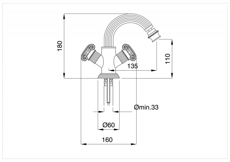 Cezares Olimp смеситель для биде золото OLIMP-BS2-03/24-Sw