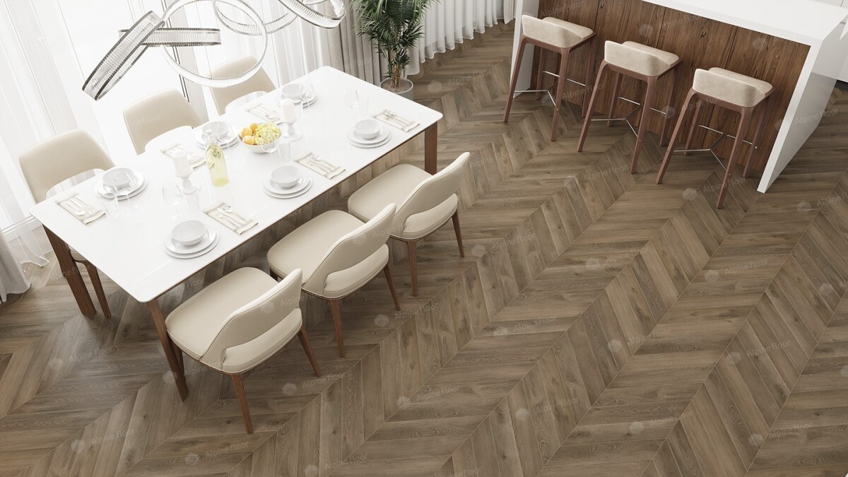 Alpine Floor Chevron Alpine SPC ламинат Дуб Насыщенный ЕСО 18-4 600х127х5 mm