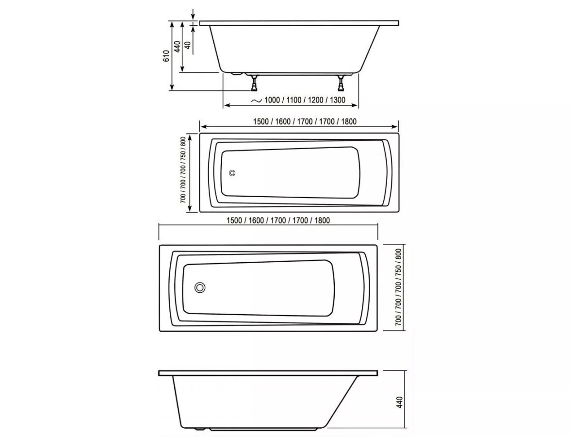 Ravak Domino Plus180*80 ванна акриловая прямоугольная C651R00000