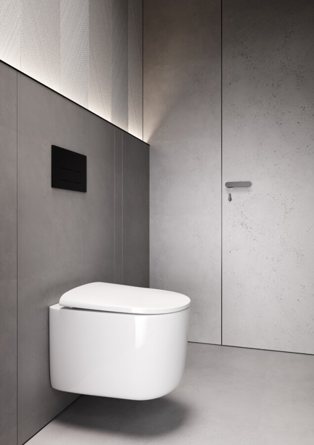 Унитаз подвесной Boheme Flow Белый глянец c крышкой, Торнадо 969-SET-W