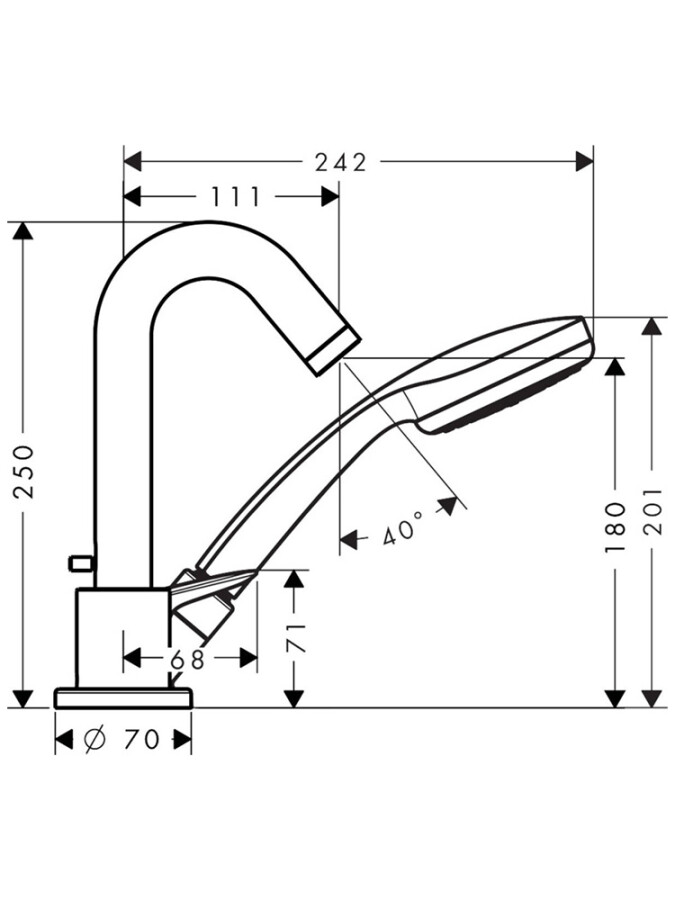 Hansgrohe 71310000S Set HG Logis смеситель для ванны на на 3 отверстия (71310000+13437180) Хром