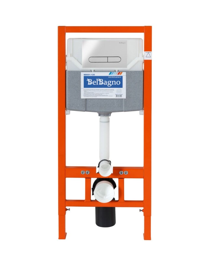 BB001-120/BB005-PR-CHROME Система инсталляции для подвесных унитазов BelBagno BB001-120 с кнопкой смыва BB005-PR-CHROME