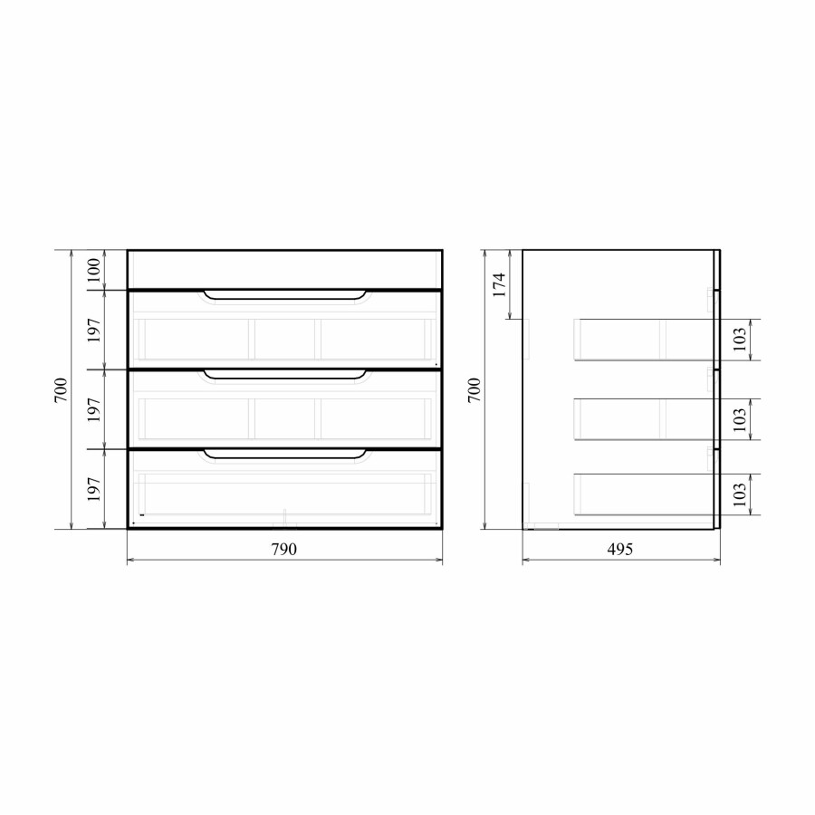 Mirsant Soho Quadro 80/2 тумба напольная с доводчиком (раковина Deep-80) УТ000072000