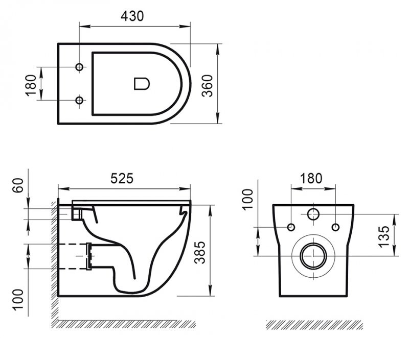 Bel Bagno Onda BB066CHR унитаз подвесной