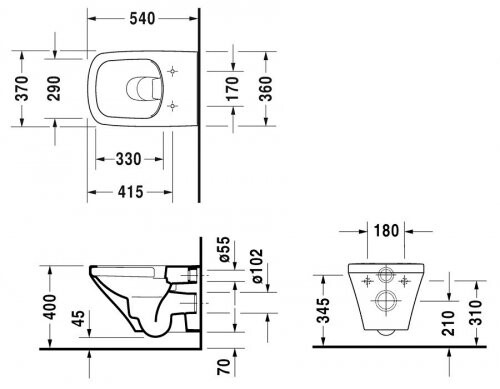 Duravit DuraStyle 45510900A1 унитаз подвесной безободковый с крышкой