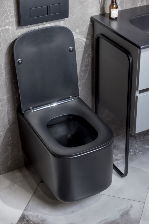 Унитаз подвесной Boheme Mane Черный матовый c крышкой 970-SET-B