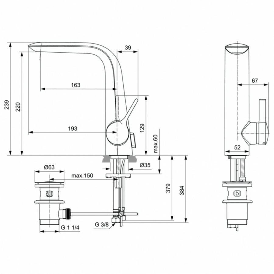 Ideal Standard Melange смеситель для раковины A6041AA