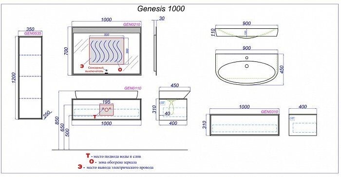 Зеркальное полотно Aqwella Genesis 100*70 GEN0210