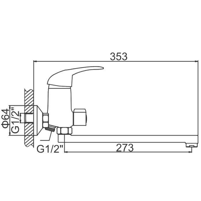 Смеситель для ванны Ledeme L2202b-01 Хром