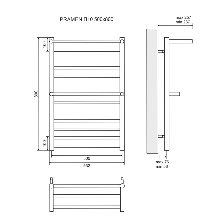 Lemark Pramen П10 полотенцесушитель электрический 50х80 LM33810E