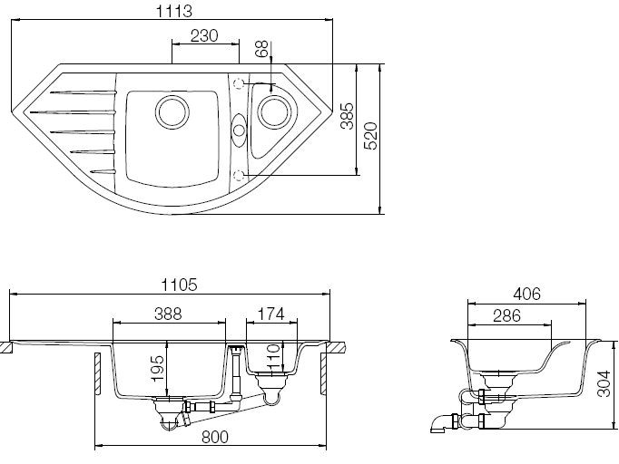 Schock Genius 90C 700242 кухонная мойка лунный камень 52х111.3 см