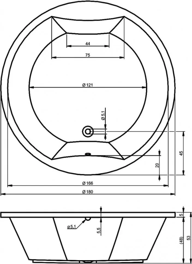 Riho Colorado ванна акриловая круглая 180х180 BB0200500000000