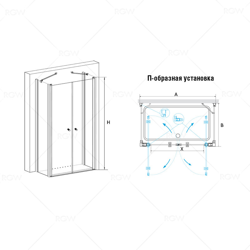 RGW Passage РА-47 (PA-04+Z-12+А-11) 04084787-11 душевое ограждение 80*70*185