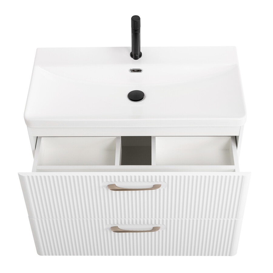 Подвесная тумба с раковиной Belbagno DUE 80 см Bianco Lucido DUE-800-2C-SO-BL-P BB-8076-3-80