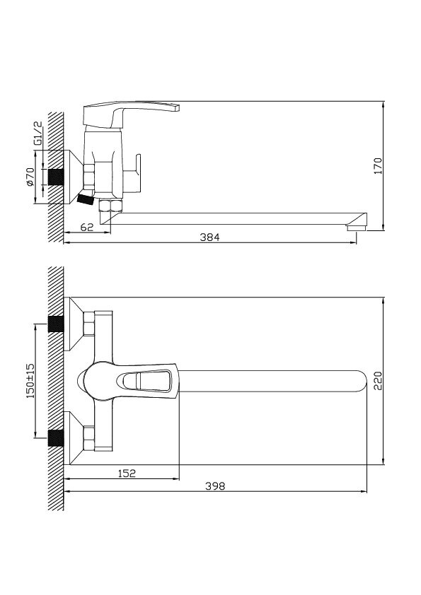 Смеситель для ванны Diadonna D80-222122 Euro Хром