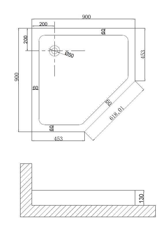 Душевой поддон 90x90 Niagara NG-P9090-14D трапеция NG-P9090-14D