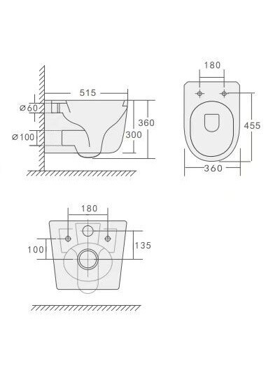 Унитаз подвесной Boheme Flow Белый глянец c крышкой, Торнадо 969-SET-W