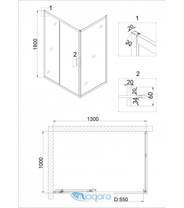Душевой уголок 130x100 Niagara NG-62-13A-A100