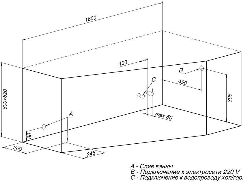 Aquanet Brize 160*90 ванна акриловая угловая R 00228173