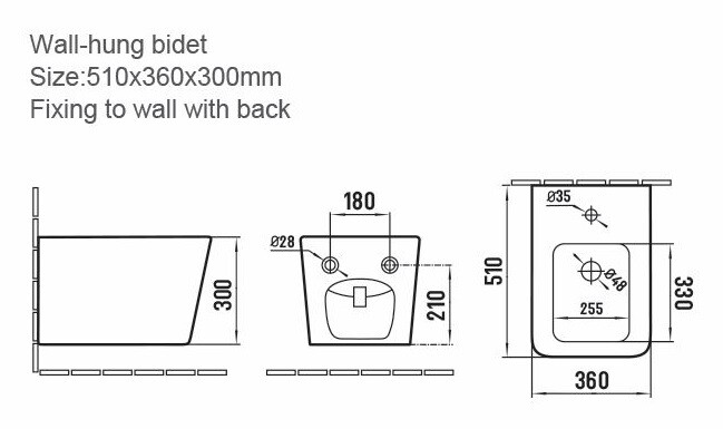 Биде подвесное Boheme Zen Черный матовый 967-BIDET-B