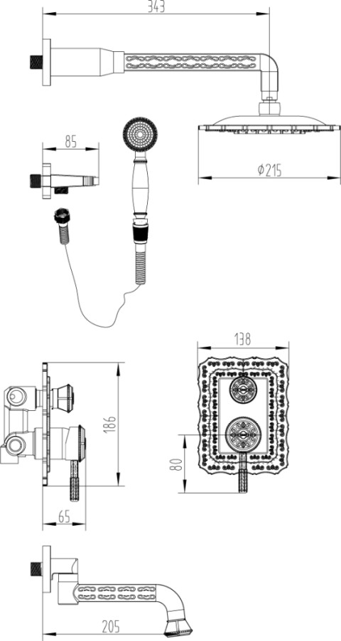 Lemark Jasmine LM6622ORB Душевая система с изливом